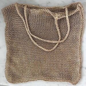 Woven gold tote